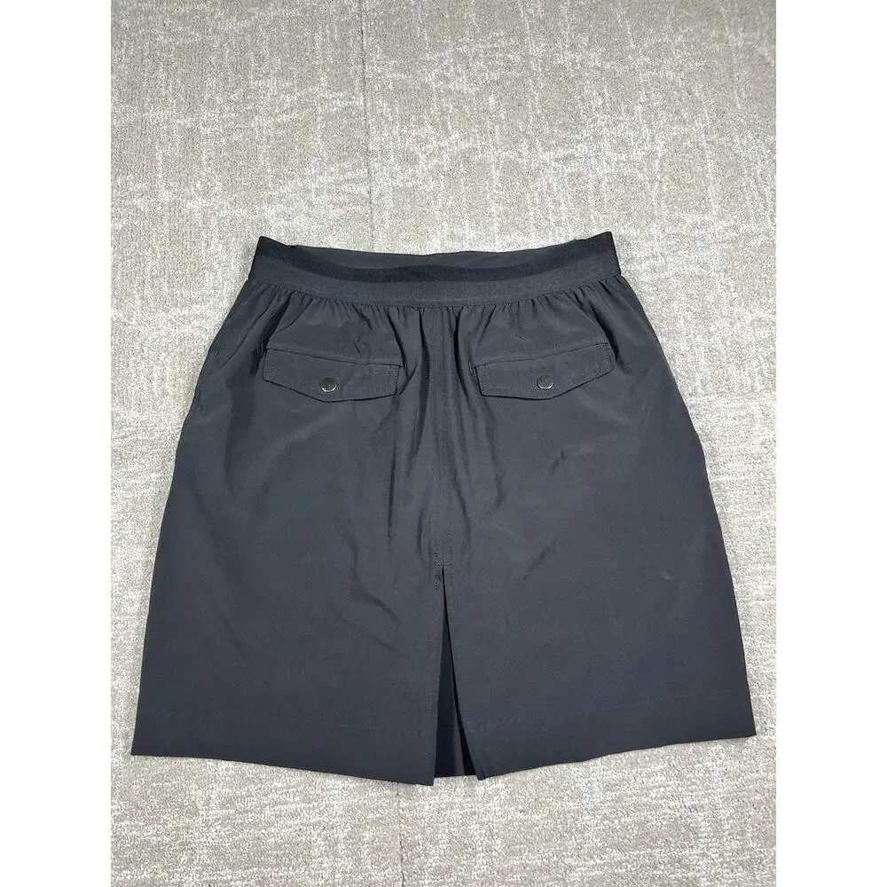 Womens Athleta Black Vienna Cargo Pockets Skort Skirt with Shorts - Size 6